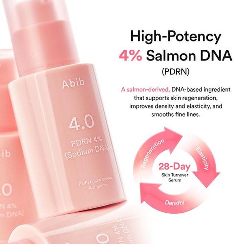 Abib PDRN Glow Serum 4.0 Pump 1.01 fl oz, 4% Salmon DNA PDRN, Skin Turnover & Revitalization Care, Elasticy, Skin Density, with Peptides, Hyaluronic Acid & Hydrolyzed Collagen, Korean Skin Care