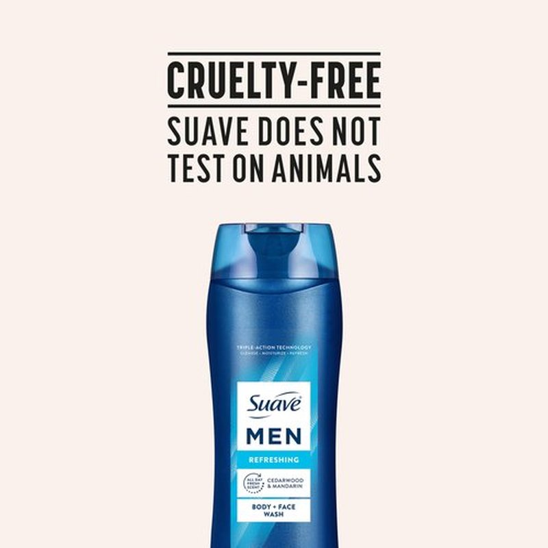 Suave Men Moisturizing Body & Face Wash, With Cedarwood and Mandarin Scent, No Parabens, No Phtahaltes, 18 Oz Pack of 6