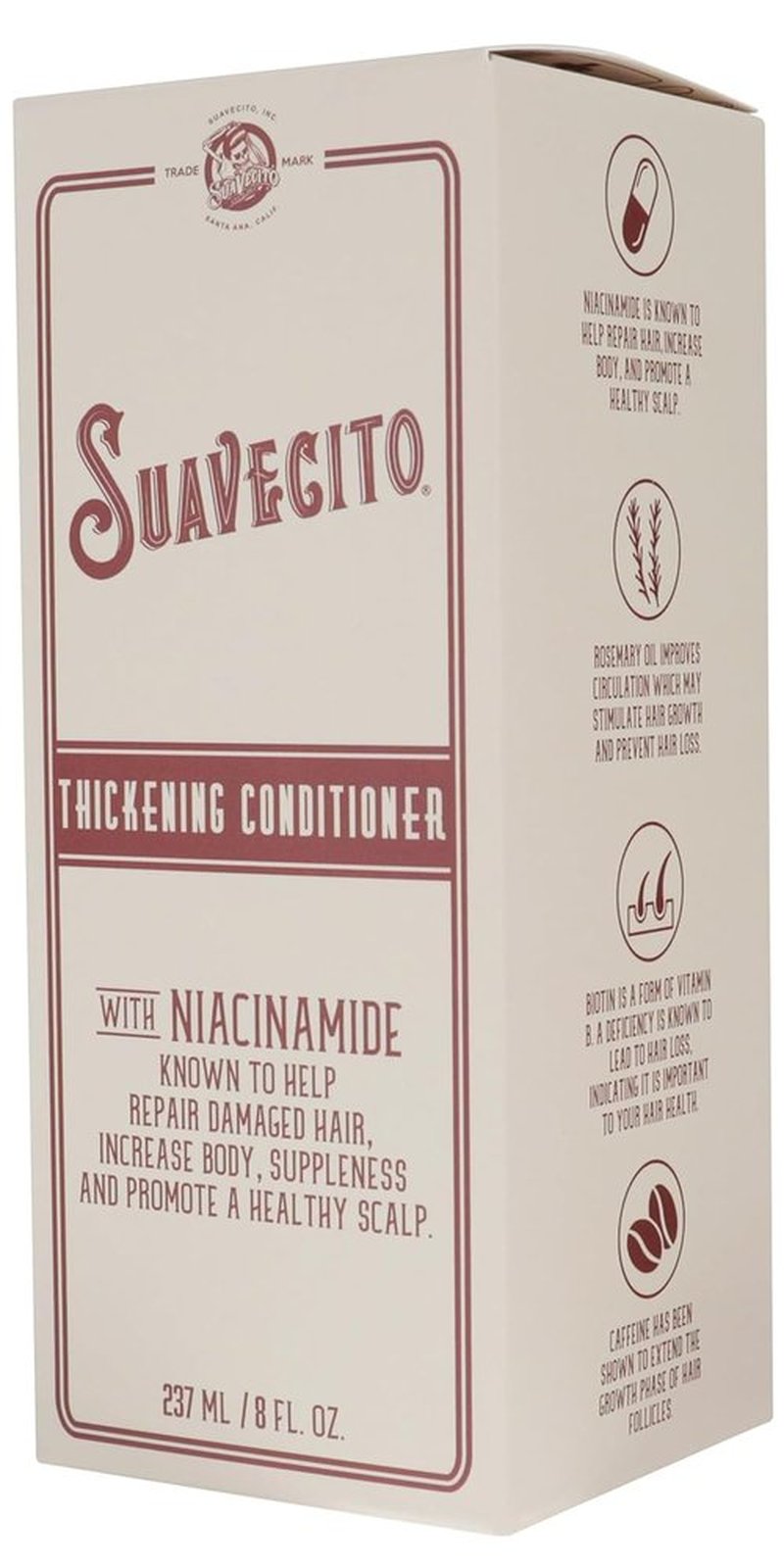 Suavecito Hair Thickening Conditioner - Niacinamide & Biotin Formula for Thinning Hair - Repairs Damage & Fights Hair Loss