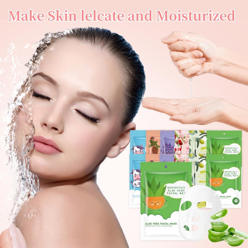 GUOYAOLIFU 12 Pack Sheet Face Masks Skincare for Women,Hydrating Face Masks Suitable for Dry Sensitive Skin,Bulk Facial Mask Gifts Set for Skin Care,Home Skincare Spa for All Skin Types