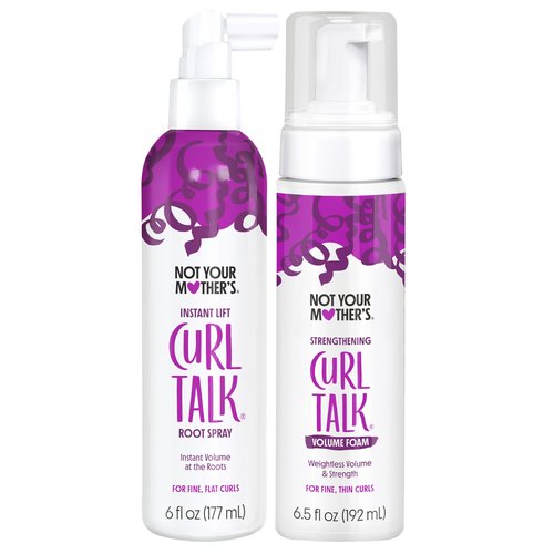 Not Your Mother's Curl Talk Instant Lift Root Hair Spray and Strengthening Volume Foam (2-Pack) - Powered by Biotin, Peptides, and Rice Protein - For Curly Hair Types