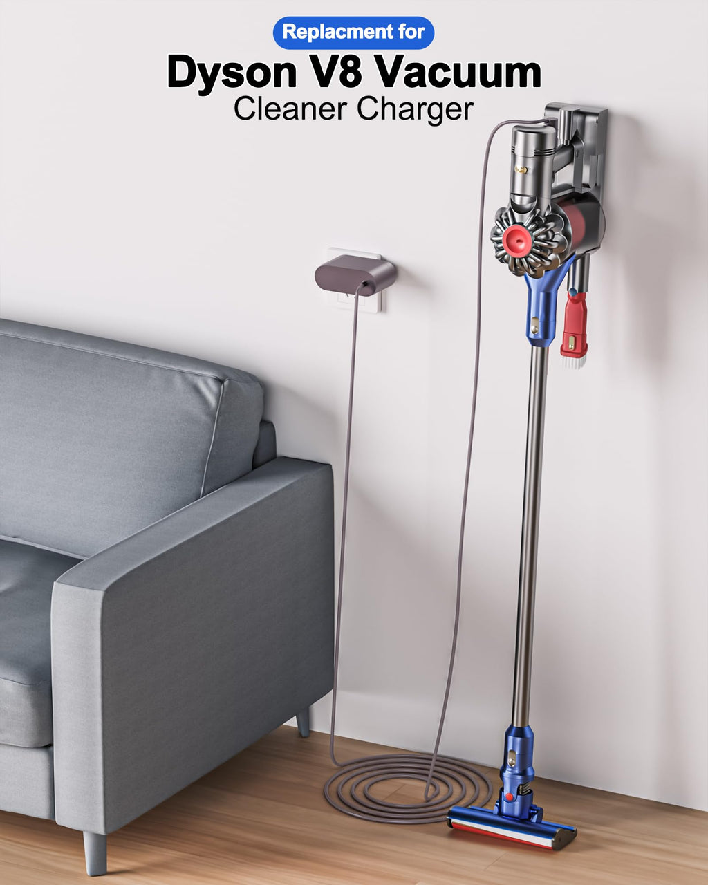 Replacement Charger for Dyson V8 V7 V6 SV04 SV03 DC59 DC58 DC62 Absolute Animal Motorhead Cordless Cleaner, Replacement Dyson Vacuum Charger for Dyson 26.1V 0.8A Battery 967813-02 205720-02 209468-01