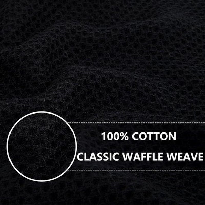 Homaxy Kitchen Dish Towels - 100% Cotton Waffle Weave, Ultra Soft & Absorbent, 12-Pack | Black, 13 x 28 Inches