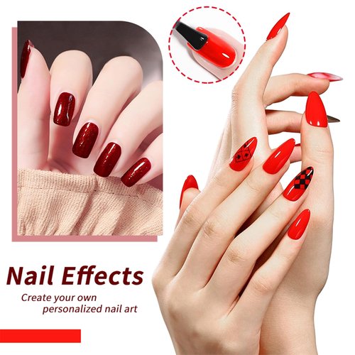 JR 12pcs 12ml Deep Red Gel Polish Set Includes Cat Eye Nail Polish Gel Glitter Pearl Gel Nail Polish Kit Salon-Quality Long-Lasting, Chip-Resistant Gel Polish Set for Nail Salon DIY&Professionals