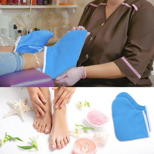 Paraffin Wax Mitts for Hand and Feet Paraffin Mitts and Booties Terry Cloth Booties Essential Oil Gloves for Hand Foot Care Spa Pedicure Thermal Treatment Wax Accessories(Blue)
