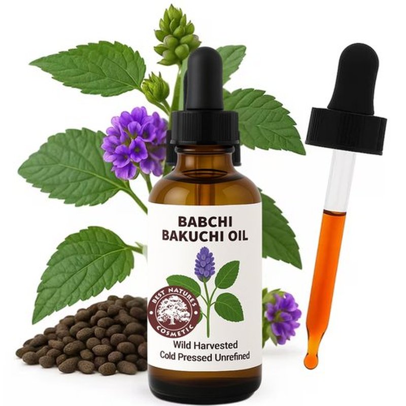 Best Nature's Cosmetics Bakuchi (Babchi) Oil – 100% Pure, Cold Pressed Facial Oil for Skin Care – Bakuchiol-Rich Psoralea Corylifolia Seed Oil – 2 fl oz / 60 ml
