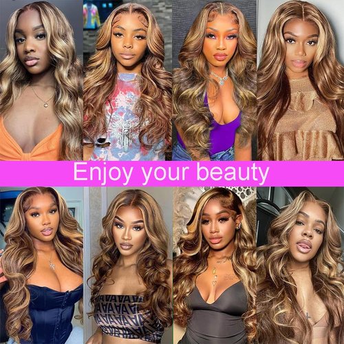 Boifit 22 Inch Honey Blonde 5x5 Ombre HD Lace Front Wig Human Hair Highlight Body Wave Closure Lace Frontal Glueless Wigs Pre Plucked, Real Human Hair Wig