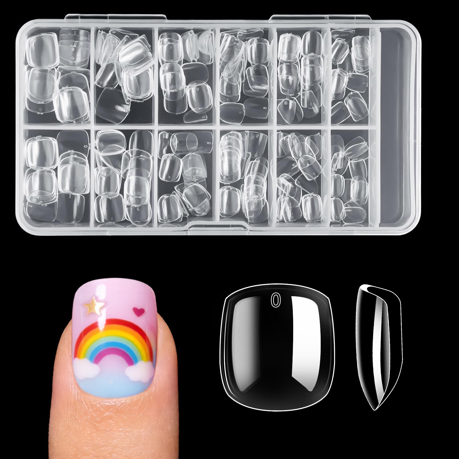 krofaue Short Suqare Kids False Nails - Full Cover Press on Nails for Girls
