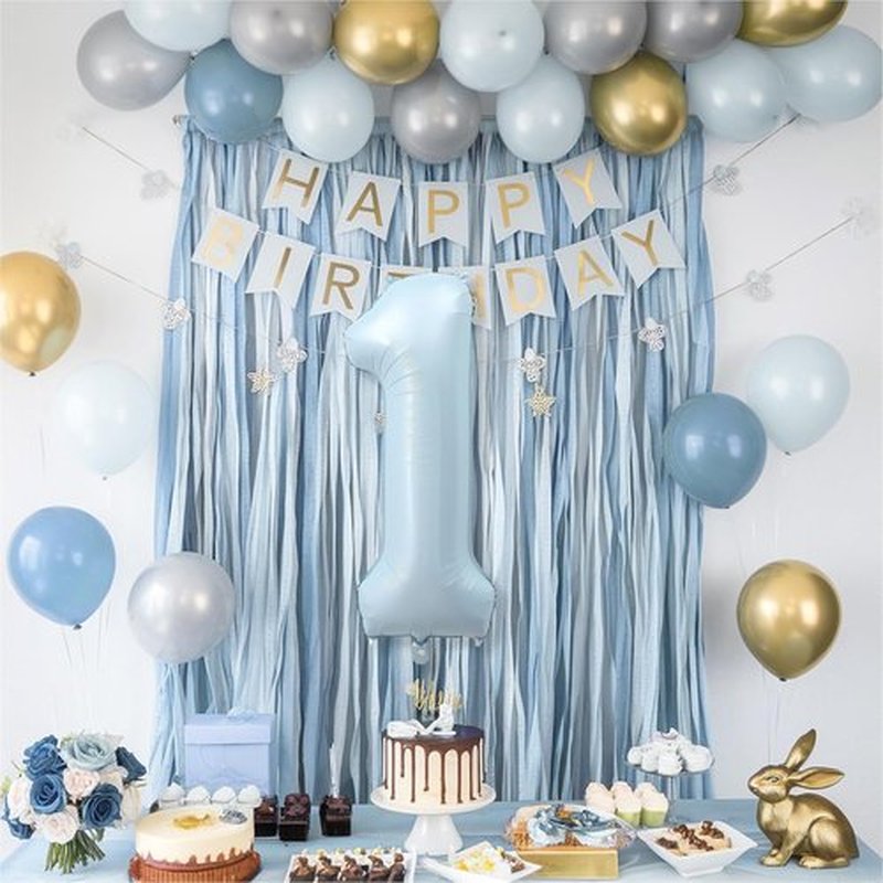 Skiennix Big Number 1 Balloon - Light Matte Sky Blue Foil 40 Inch - Perfect for 1st Birthday & Baby Shower Decor