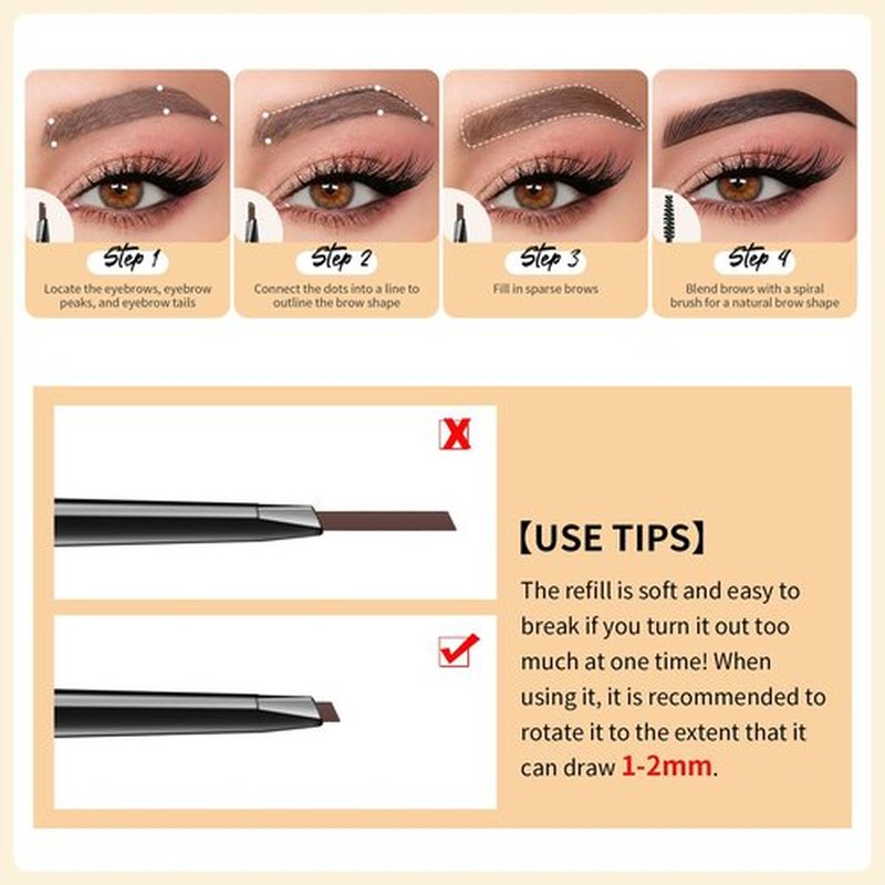 Docolor Makeup Micro Brow Pencil, Definer Eyebrow Pencils for Women Dual-Sided Ultra-Fine Microblading Eyebrow Pencil (Soft Brown and Black,2 Count)