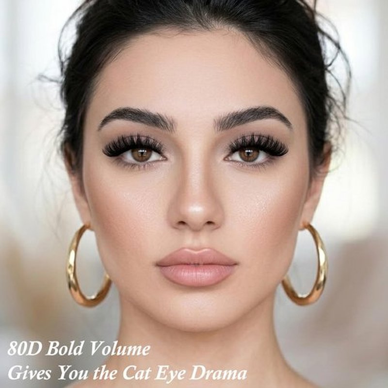 APCYUST Lashes False Wispy Eyelashes Natural Volume Cat Eye Lash Strips Thick Fake Mink Eyelash Pack Natural Looking Fluffy Full Strip Lashes Set Clear Band Easy Eyelashes for Beginners