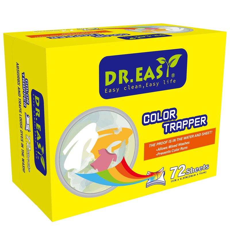 DR. EASY Unscented Color Catcher Sheets, 72 Count, Special Pores Texture, Dye & Fluorescent Remover, Safe for Dryer, Compatible with All Washers & HE, Non-Toxic, All Skin Types