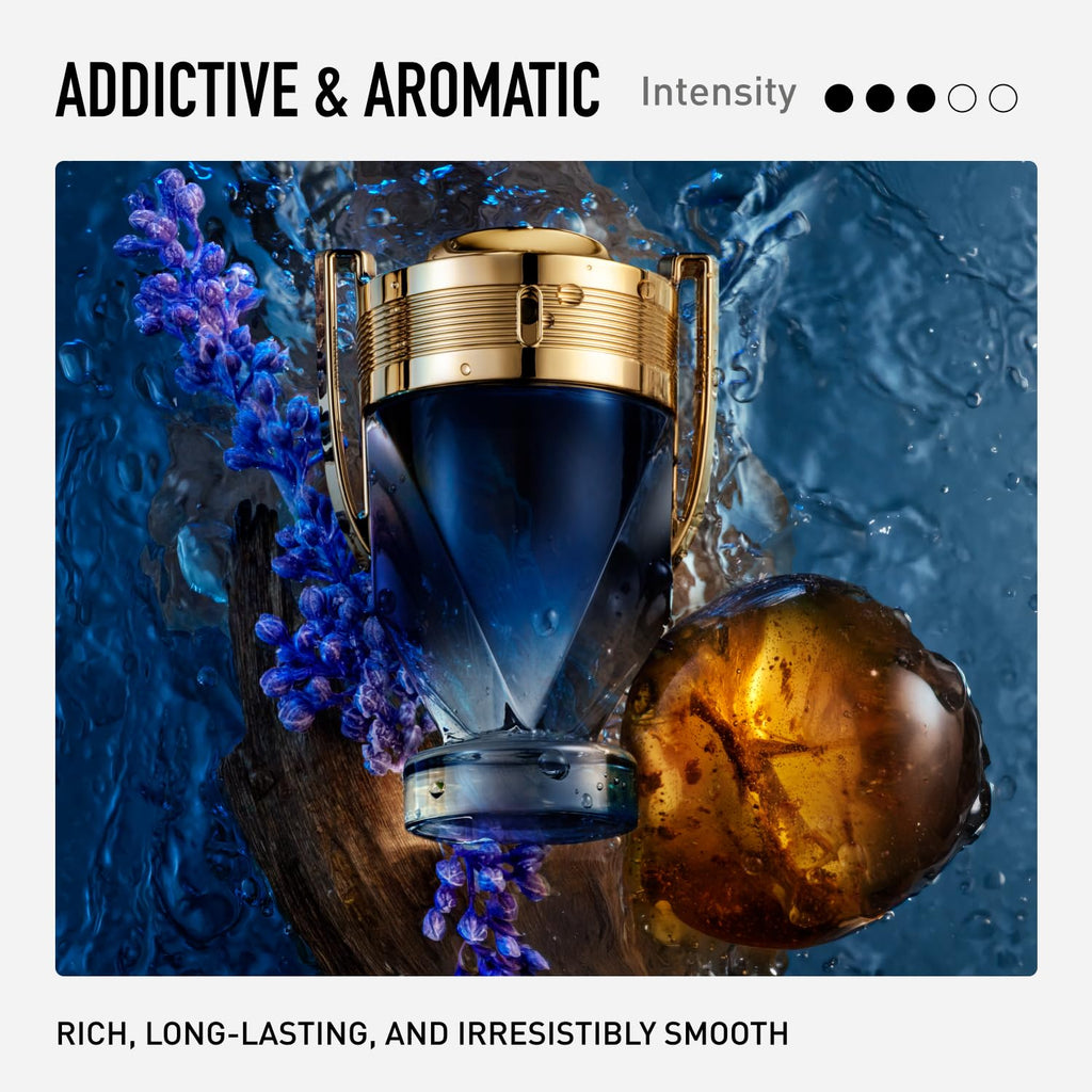 Rabanne Invictus Parfum for Men - Long Lasting Aromatic Aquatic Perfume with Lavender, Sandalwood & Musk - Trophy Bottle French Fragrance Spray from Paris, 1.7 oz