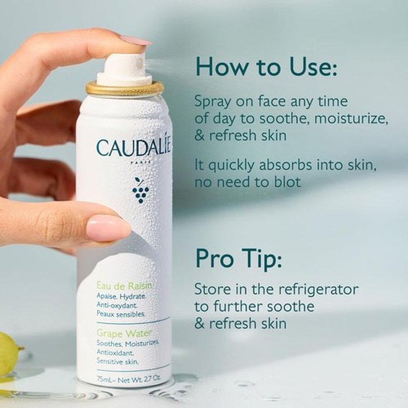 Caudalie Grape Water Face Mist - Soothing Organic Spray for Instant Hydration | Safe for Sensitive Skin