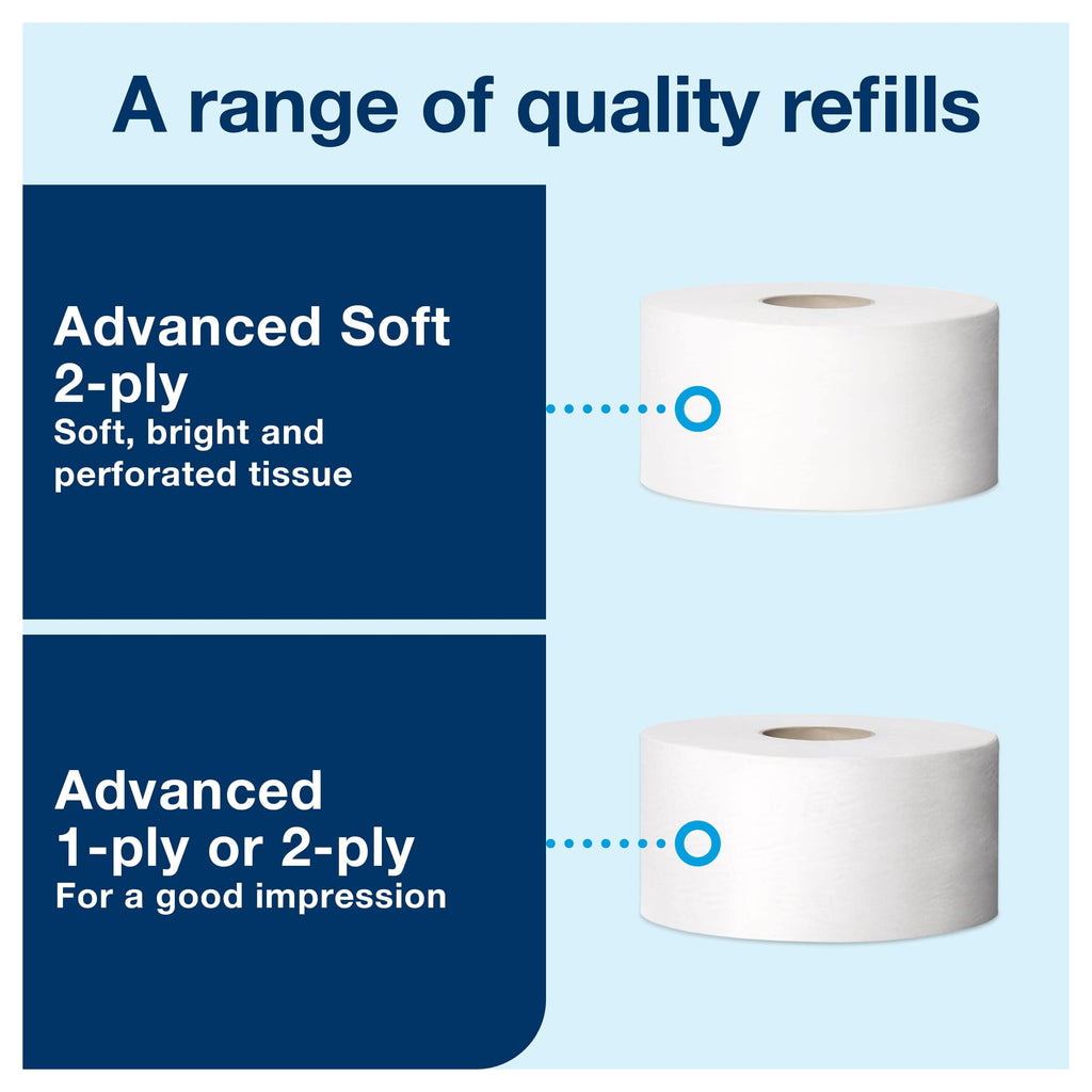 Tork Twin Mini Jumbo Toilet Paper Roll Dispenser Black T2, Protects Rolls, Elevation Range, 5555290