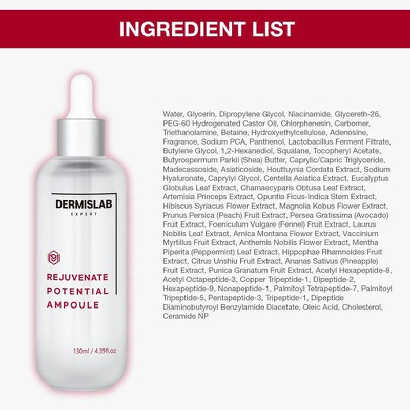 DERMISLAB Rejuvenate Potential Ampoule – Korean Skincare Collagen + Hyaluronic Acid Firming & Hydrating Serum for Smooth, Youthful-Looking Skin | Lightweight Daily Facial Ampoule 130 ml / 4.40 oz