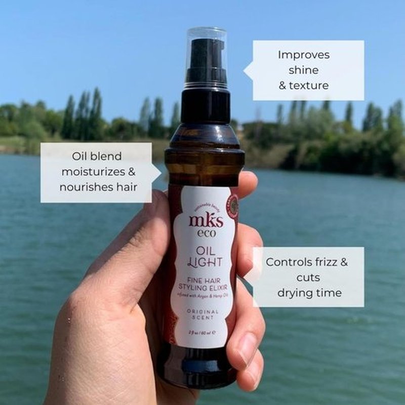 MKS Eco Oil Light | Hair Styling Elixir with Moroccan Argan & Hemp Seed Oils - 2 fl oz - Nourishes & Controls Frizz