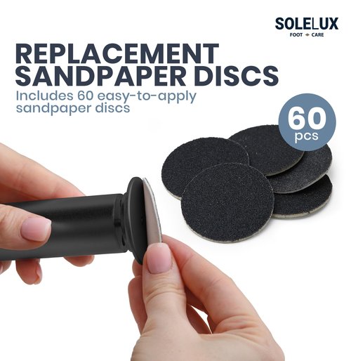 SoleLux Upgraded 2025 Electric Foot File – Callus Remover for Women & Men with Adjustable Speed, 60 Sanding Pads & Dead Skin Exfoliation – at-Home Pedicure Tool for Dry, Cracked Feet(Black)