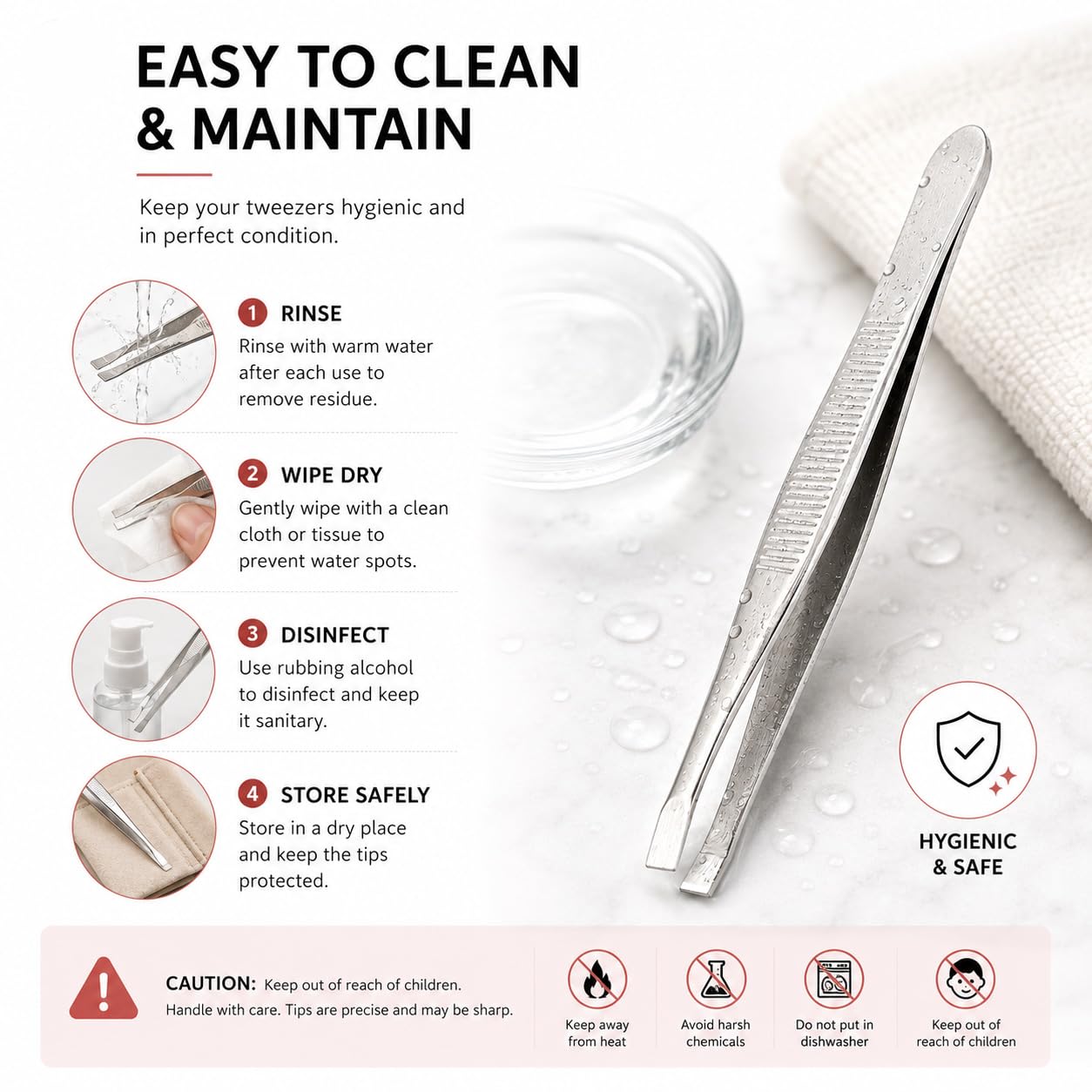 LUXXII Flat Tip Tweezers Set (3 Pack) – Precision Stainless Steel Tweezers for Eyebrows, Facial Hair, Ingrown Hair & Splinter Removal – Professional Hair Plucker for Women & Men