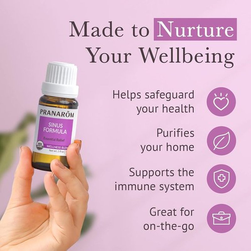 Pranarom - Organic Sinus Formula Essential Oil Blend for Wellness | 15ml Aromatherapy Oil