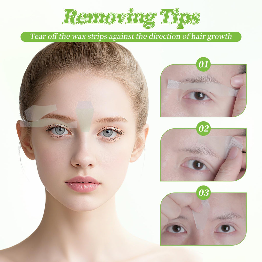 Eyebrow Wax Strips - 88 Strip Eyebrow & Upper Lip Hair Remover with 4 Soothing Wipes | Natural Beeswax Formula | Painless at Home Hair Removal for Women & Sensitive Skin | Lasts 6 Weeks
