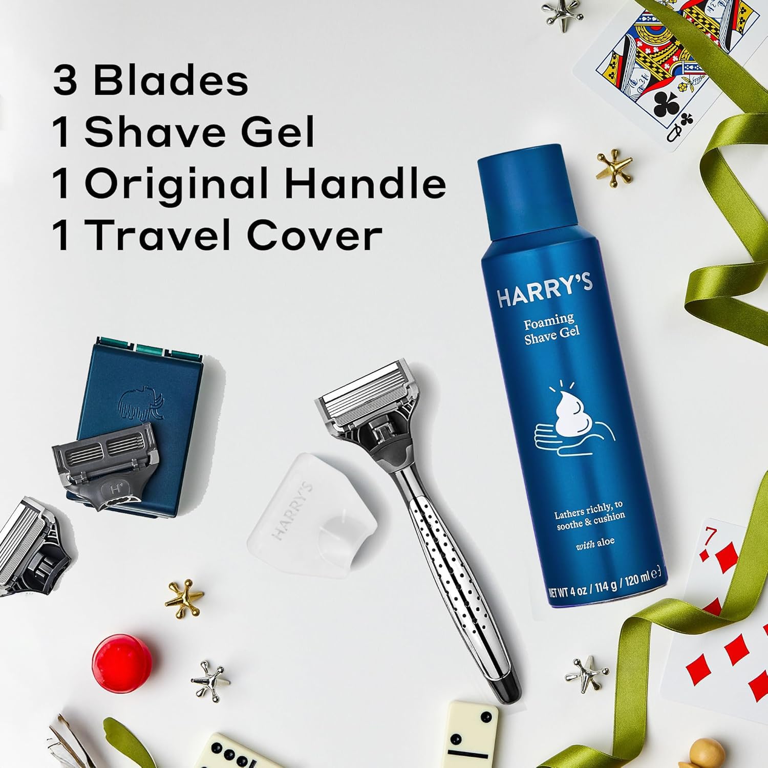 Harry's Original Shaving Kit for Men - Razor Handle, 3 Razor Blade Refills, Foaming Shave Gel, Travel Blade Cover - German Engineered - Craft Edition