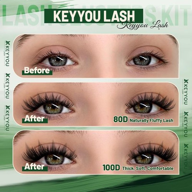 KEYYOU Spiky Manga Lash Clusters 12-20mm Anime Eyelash Clusters 80D+100D Cluster Eyelash Extensions Fairy Eyelashes Cluster Volume DIY Lash Extension