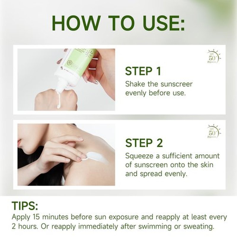 Centella Sunscreen SPF50 PA++++ Calming Moisture Facial Sunscreen Centella Asiatica Korean Sunscreen Matte No White Cast Face Sun Screen for Oily Sensitive Skin