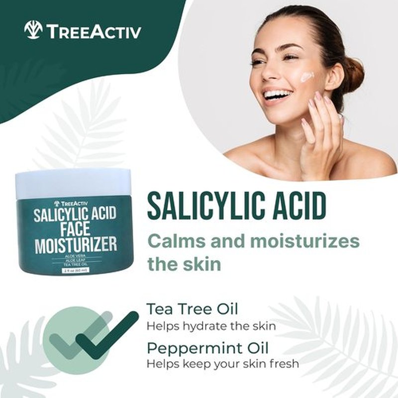TreeActiv Acne Eliminating Face Cream - Tea Tree Moisturizing Formula for Balanced Skin | 2 fl oz