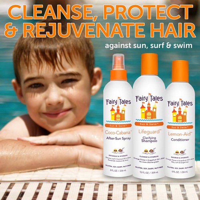 Fairy Tales Swim Shampoo & Conditioner Set - Natural Chlorine Removal for Kids | 12oz & 8oz Bottles