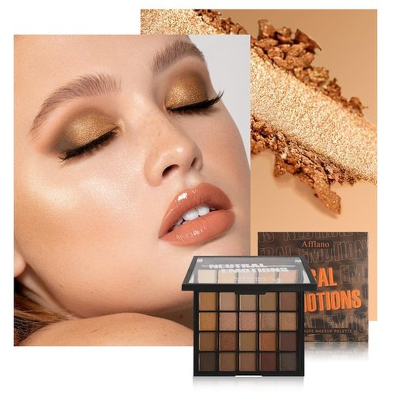 Nude Neutral Eyeshadow Palette Makeup Matte Shimmer Smokey Naked Gold 25 Shades Eye Shadow Palette Warm Brown Looks High-Pigment Natural-Looking Long-Lasting Waterproof Blendable for Hazel Brown Eyes