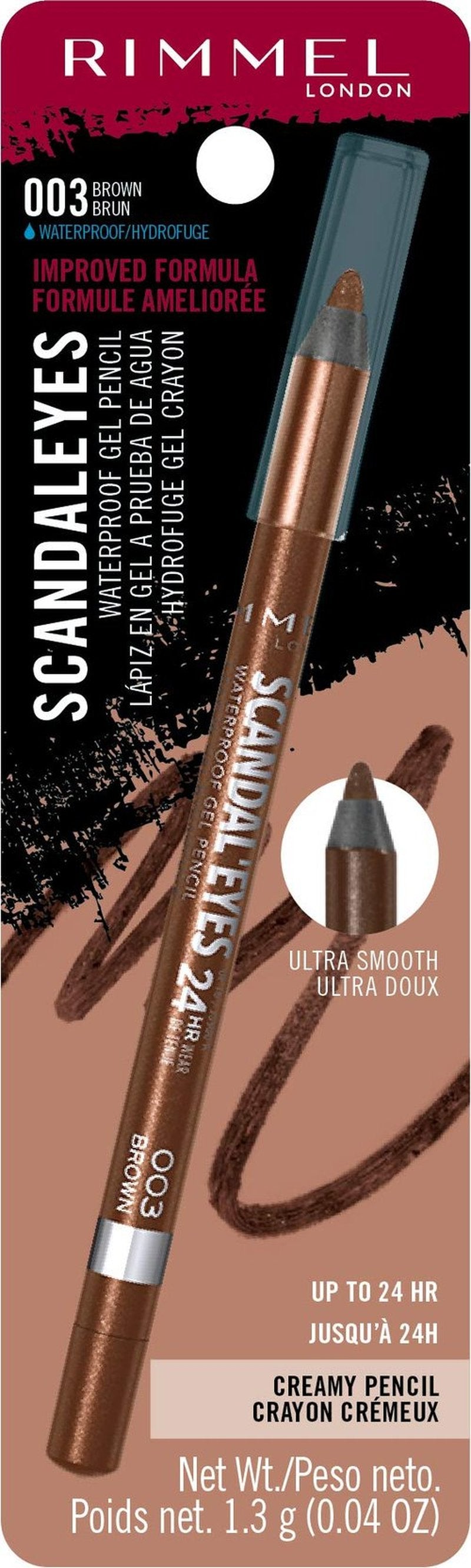Rimmel London Scandaleyes Waterproof Gel Pencil Eyeliner,Long-Wearing,Ultra-Smooth,Smudge-Proof,003,Brown,0.04oz,(Pack of 2)