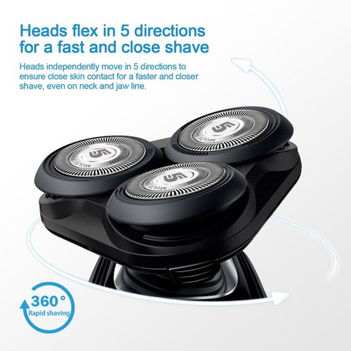 Philips Norelco SH50 Replacement Heads - 6-Pack with Blade Retaining Rings for 5000 Series