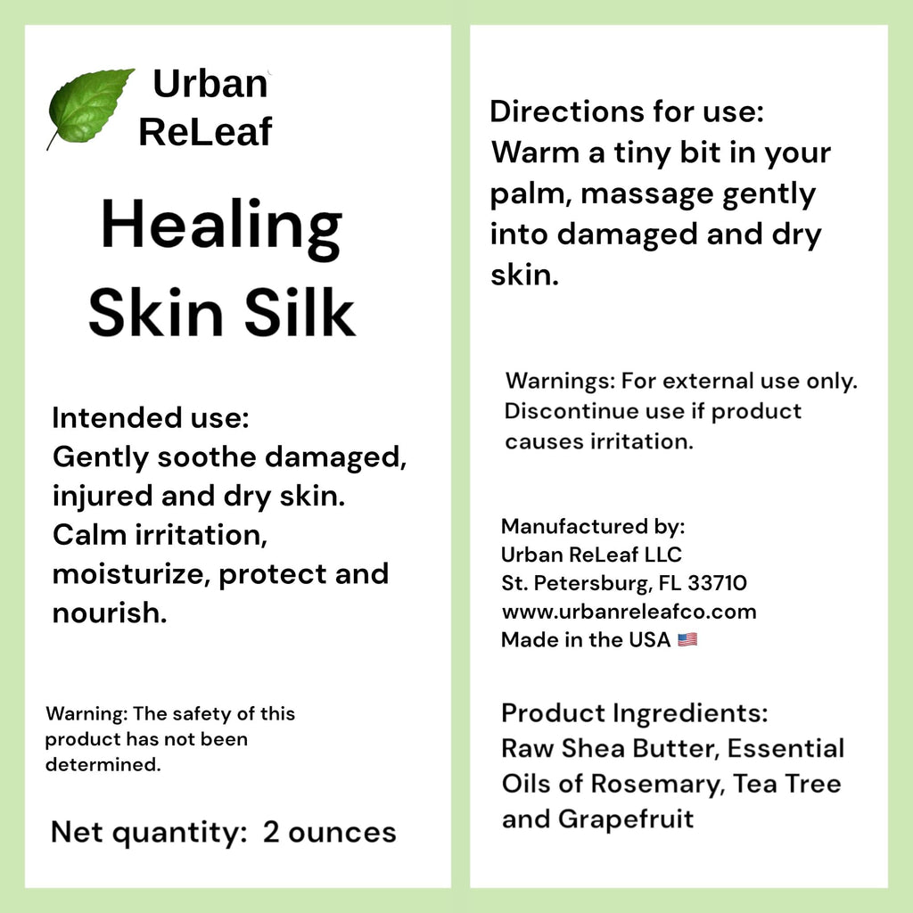 Urban ReLeaf HEALING SKIN SILK, Calm Dry Itchy Skin, Nourishing Skin Balm. Rich Shea Butter, Holistic NATURAL Cream. Soothing to body & soul. Healing Essential Oils ! Waterless formula. Made in USA