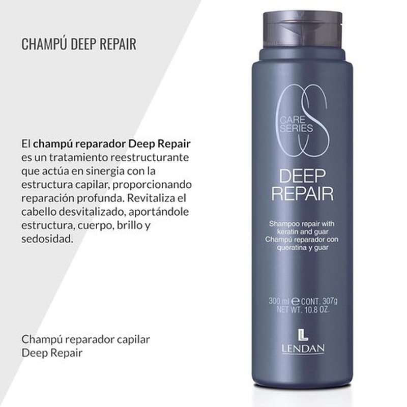 LENDAN Repairing Shampoo - Deep Repair for Damaged Hair - 300 ml with Hydrolyzed Keratin - Adds Shine & Structure