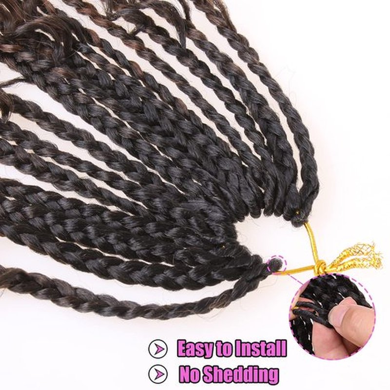 COOKOO 12 Inch Goddess Box Braids Crochet Hair 8 Pack Synthetic Bohemian Hippie Box Braids Crochet Hair Pre-looped With Curly Ends Braiding Hair for Black Women1B#