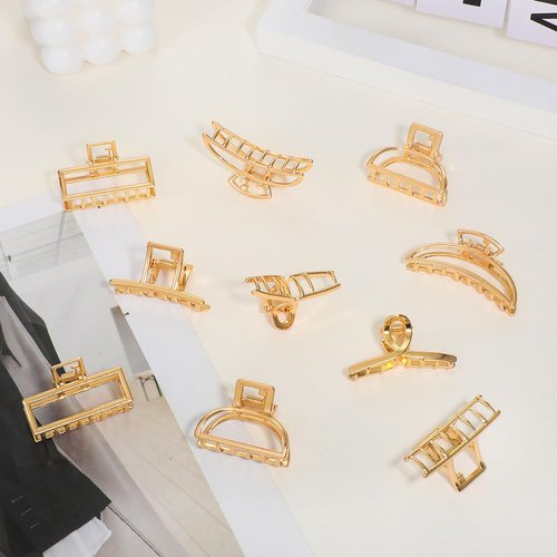 10Pcs Small Gold Hair Clips, Medium Metal Hair Claw Clips for Women Thick Thin Hair, Strong Hold Non-Slip Hair Catch Barrettes Jaw Clamp for Long Hair Metal Hair Accessories