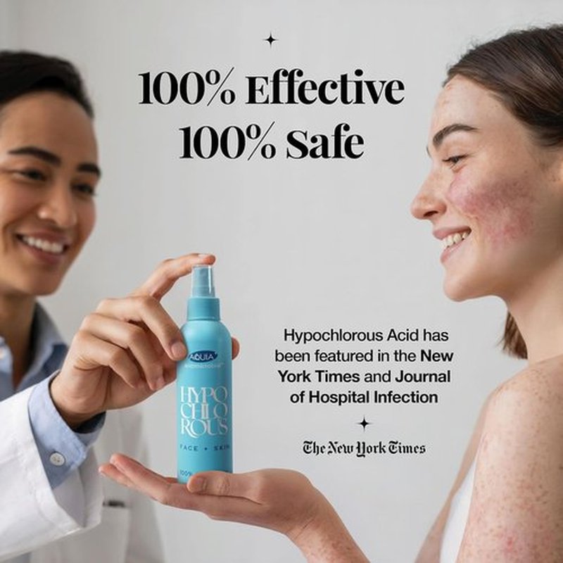 Hypochlorous Acid Spray - Antimicrobial Facial Cleanser for Skin, Acne & Eczema | 8oz Face Mist