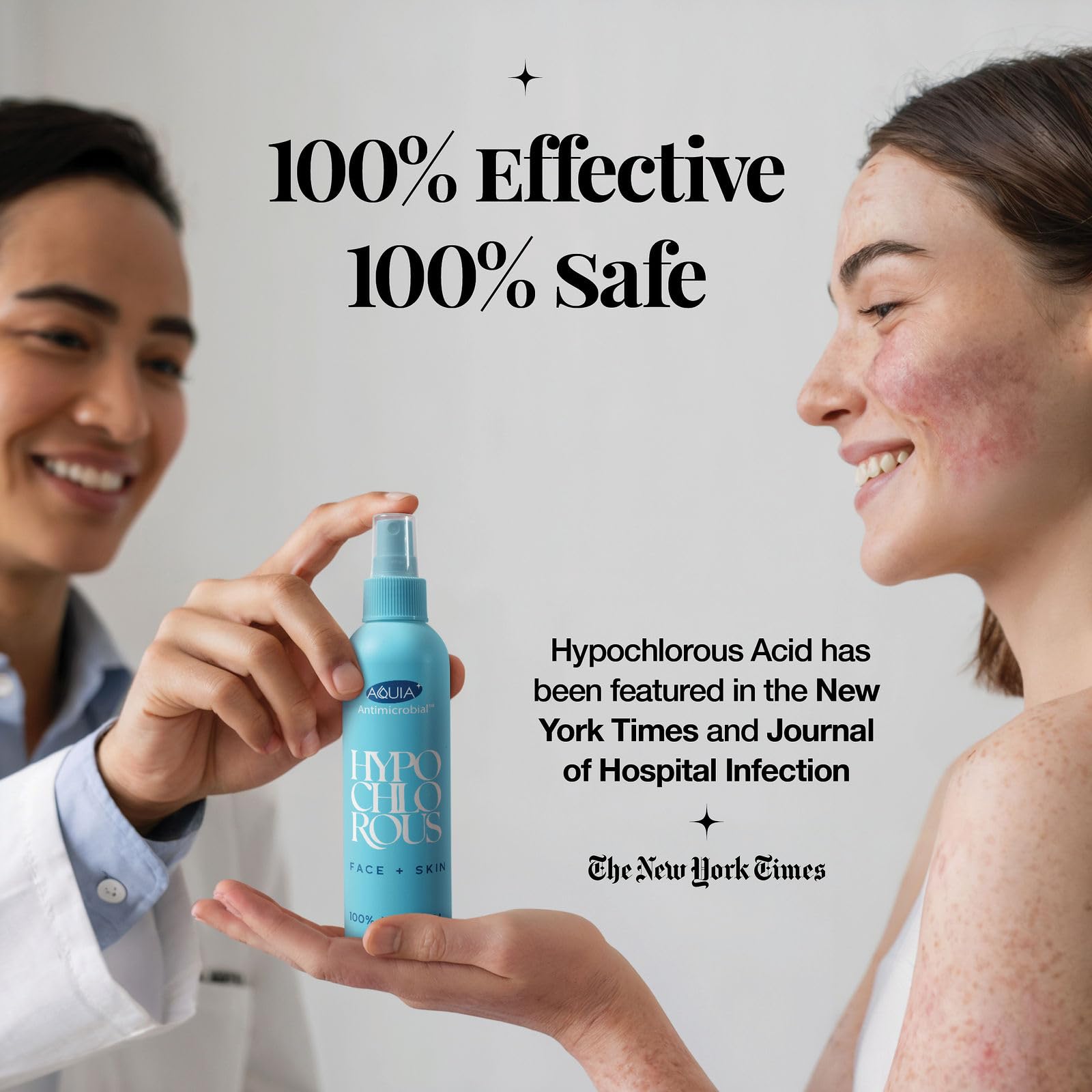 Hypochlorous Acid Spray for Face and Skin; Facial Cleanser | 8oz Face Mist Hypochlorous Acid Spray for Skin, Acne, Rash, Eczema, Wound | Antimicrobial Facial Cleanser Acne Sprays; Smart Skincare