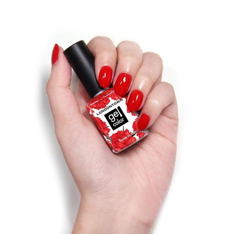 LONDONTOWN UV/LED Gel Nail Polish - Long-Lasting, Chip-Resistant High Shine - Glossy Shimmery Red Orange, 12ml