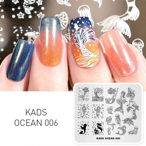 KADS Nail Art Stamp Plate - Ocean Sea Mermaid Series Nail Stamping Plate Template Image DIY Decoration Tool
