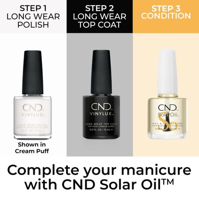 CND Vinylux Longwear White Nail Polish, Gel-like Shine & Chip Resistant Color, Cream Puff, 0.5 fl. oz