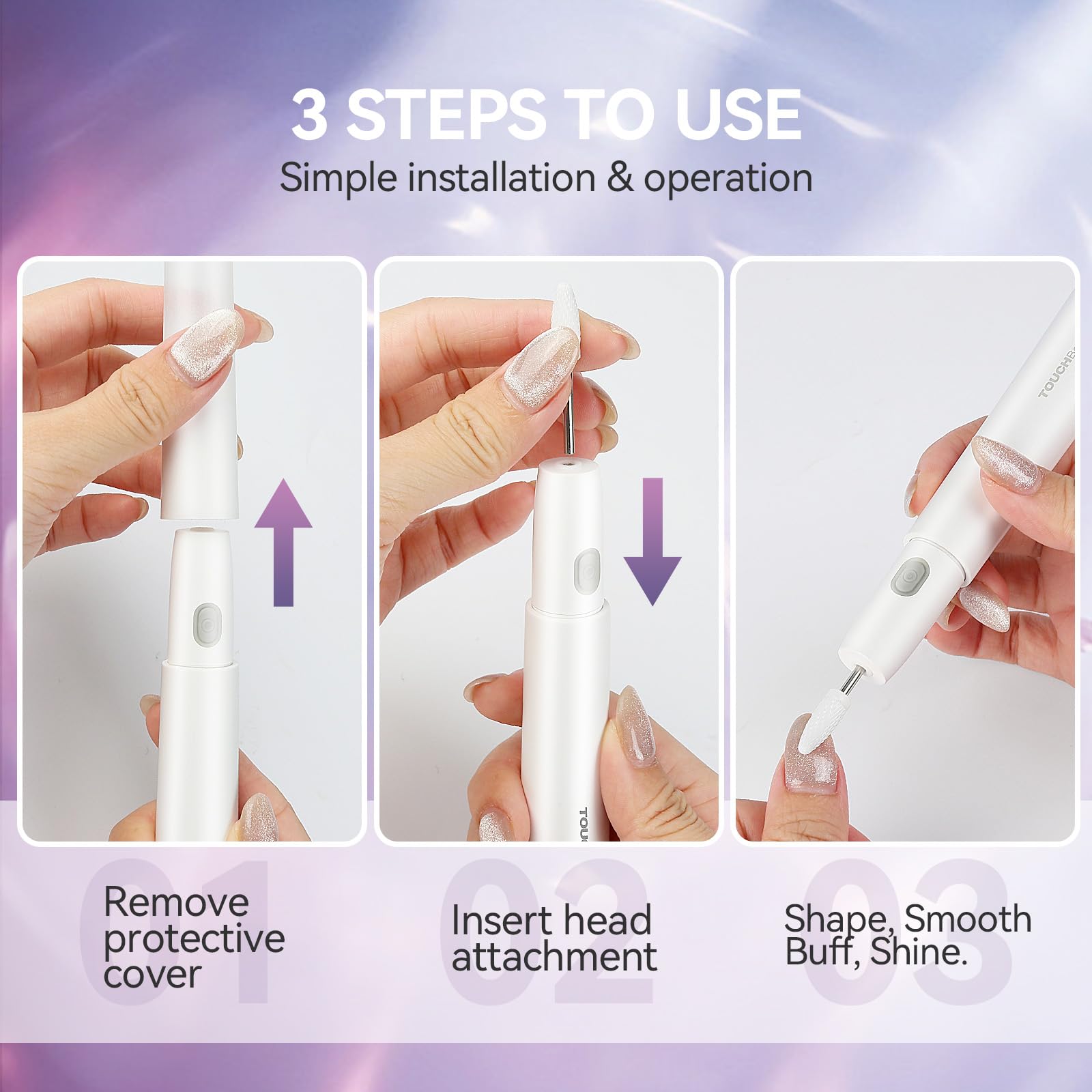 TOUCHBeauty Electric Nail Drill: Professional Files for Acrylic Gel Nails - Lightweight, Portable Manicure Pedicure Kit With Case - Perfect for Regular and Nail Art