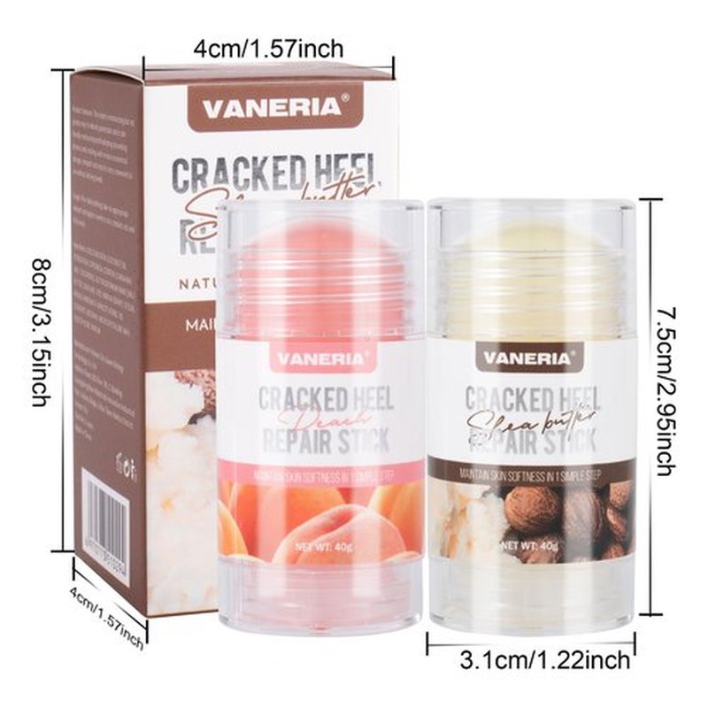 Grospe Shea Butter Dry Cracked Hands and Feet Repair Stick, Moisturizing Foot Cream with Shea Butter and Coconut Oil，Moisturizes and Softens Heels, Gently Exfoliates and Improves Dry Skin，1.41 OZ