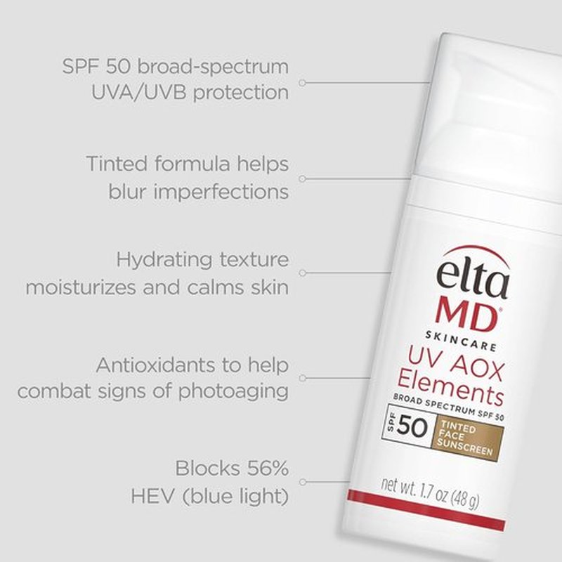 EltaMD Tinted Face Sunscreen - SPF 50 Mineral Formula with Antioxidants for Sensitive Skin | 1.7 oz Pump