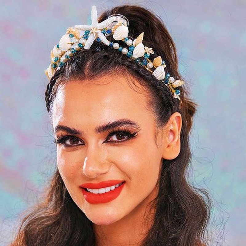 BARTOSI Mermaid Crown Starfish Tiara Gold Seashell Bridal Headband Sea Star Beach Wedding Headwear for Women