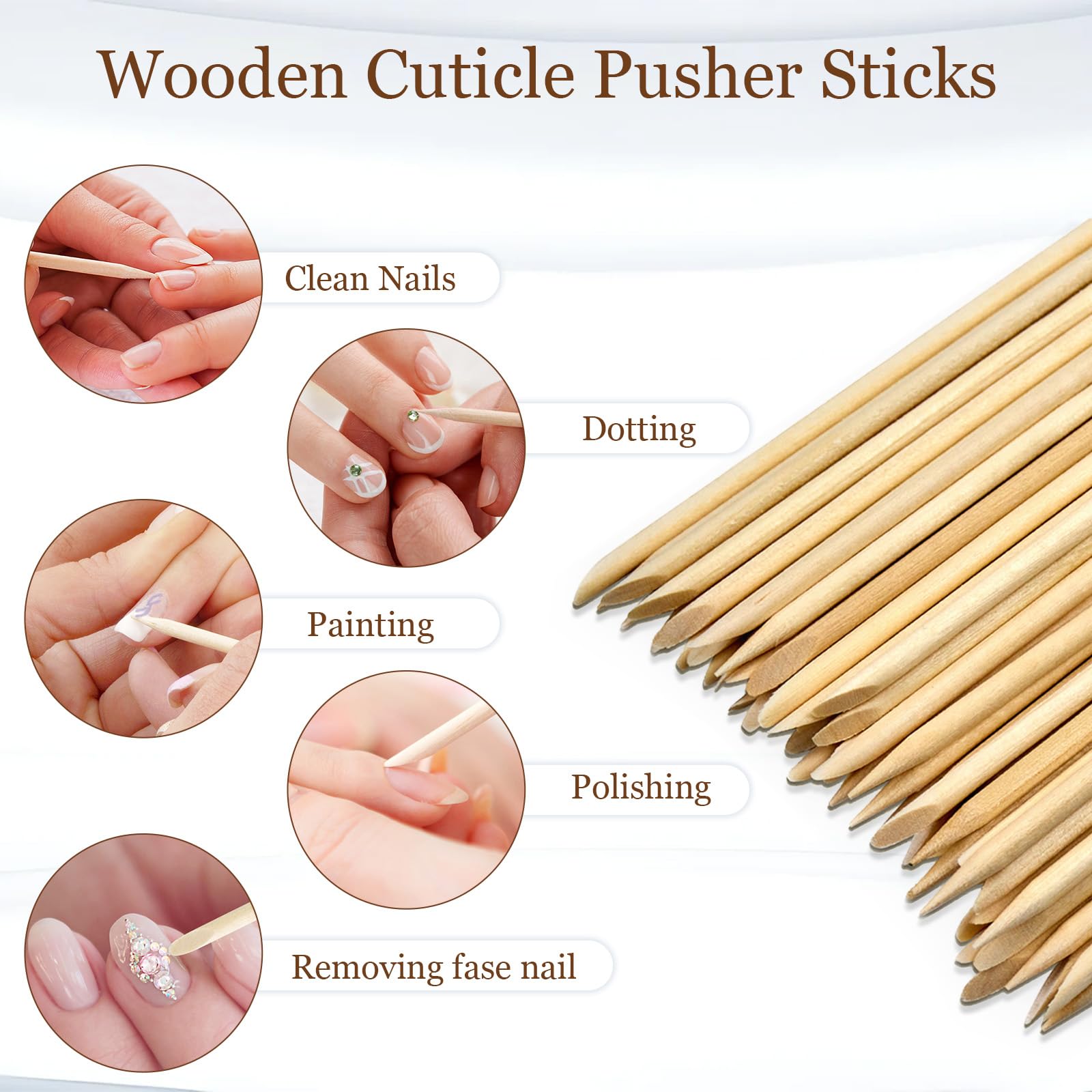 GOLD HONEY 500PCS Orange Sticks for Nails in Bags - 4.5 Inch Double Sided Orange Wood Sticks for Nails Used - Professional Manicure & Cuticle Remover - Manicure Pedicure Tool