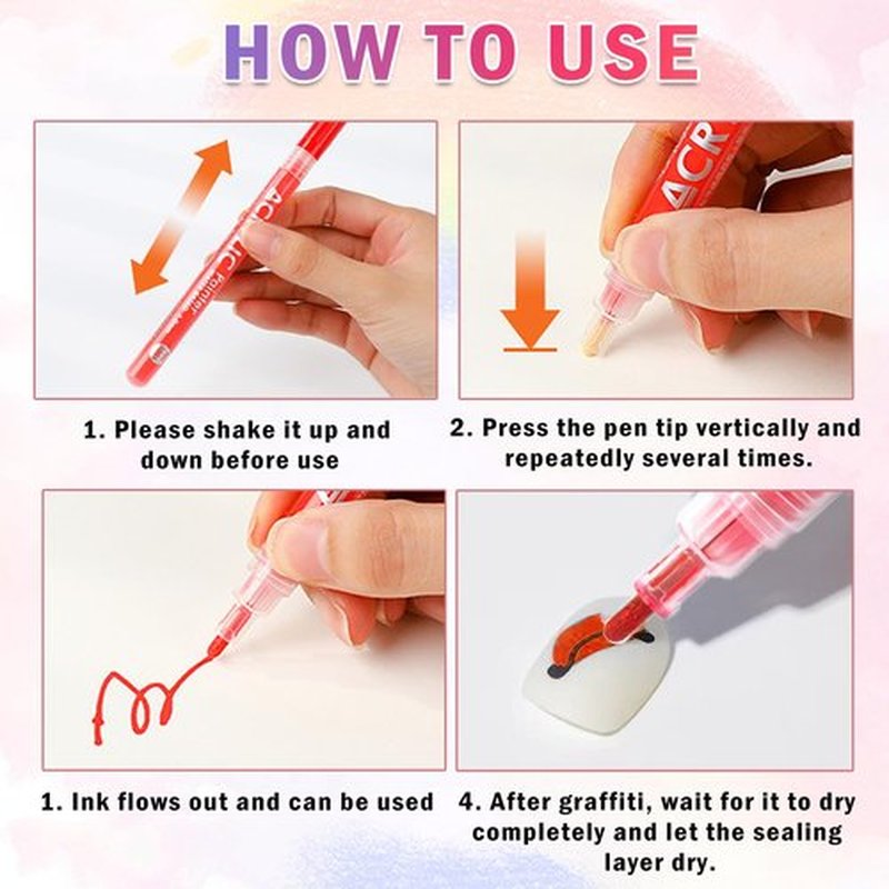 IONSGAKO 12 Colors Nail Art Pens Set Nail Polish Pens Nail Art Drawing Pen Quick Dry Waterproof Nail Art Painting Pens kit for Home DIY Nail Art Design