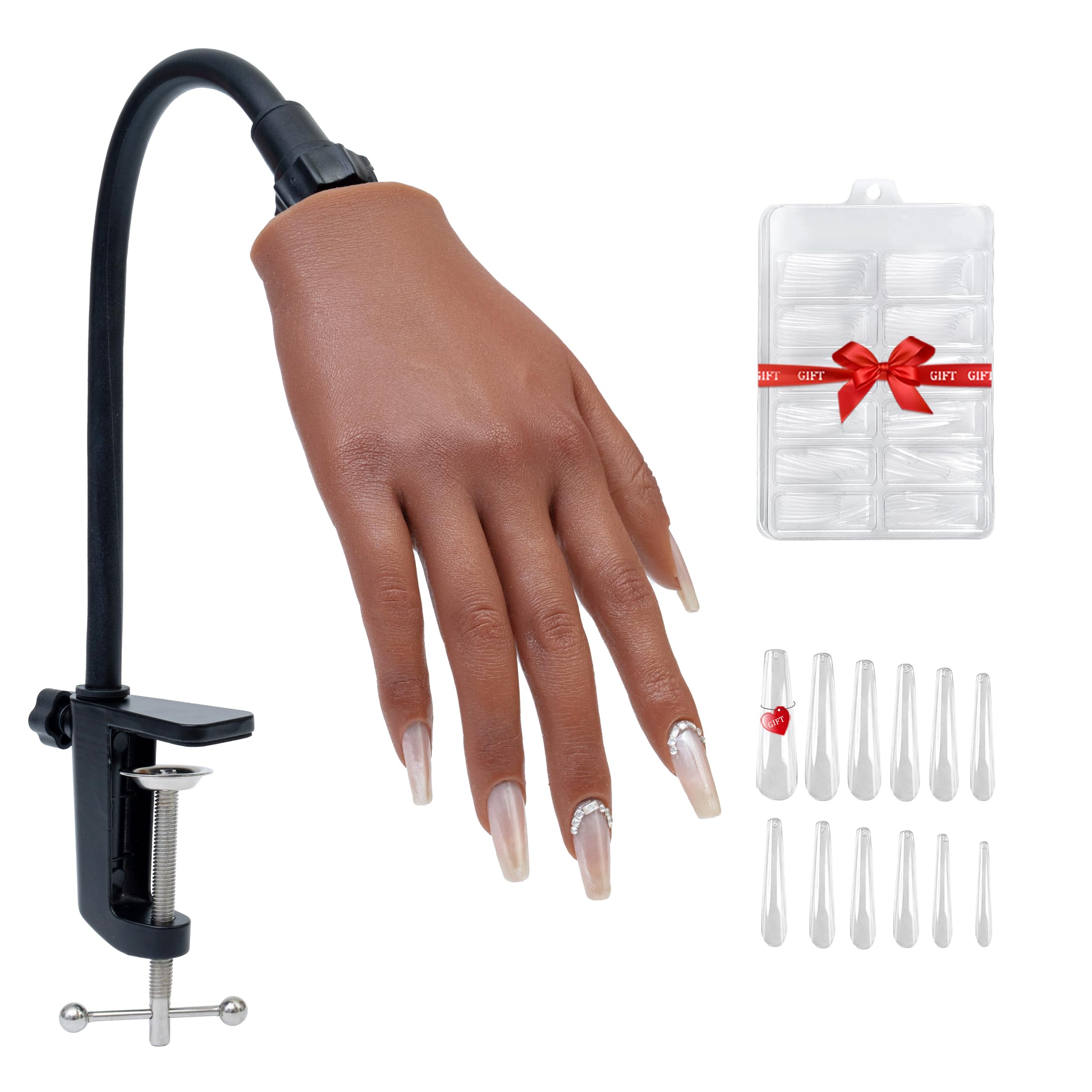 Veikmv Practice Hand for Acrylic Nails,Professional Mannequin Training Hand with Flexible Fingers for Acrylic Nails,Gel Polish & Nail Art,Complete Practice Kit for Manicure Beginners