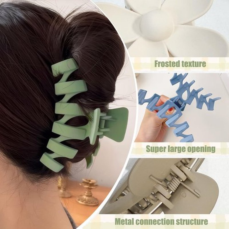 12 Pcs Claw Clips, Multi-Shapes Hair Clips for Women Girls, Non-Slip Large Jaw Claw Clips for Thick Thin Curly Hair Accessories (Light Pink)
